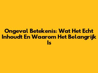 Ongeval Betekenis: Wat Het Echt Inhoudt En Waarom Het Belangrijk Is