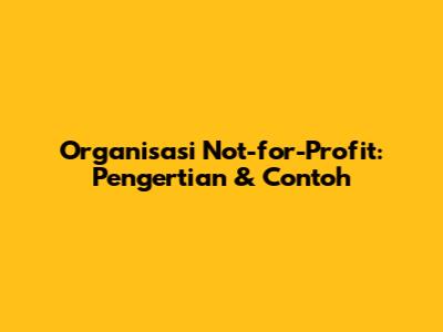 Organisasi Not-for-Profit: Pengertian & Contoh