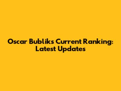 Oscar Bublik's Current Ranking: Latest Updates