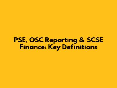 PSE, OSC Reporting & SCSE Finance: Key Definitions