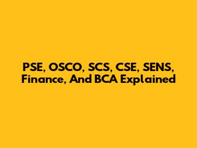 PSE, OSCO, SCS, CSE, SENS, Finance, And BCA Explained