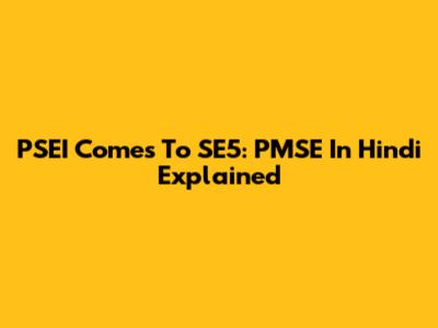 PSEI Comes To SE5: PMSE In Hindi Explained