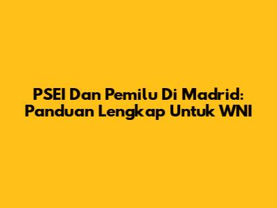 PSEI Dan Pemilu Di Madrid: Panduan Lengkap Untuk WNI