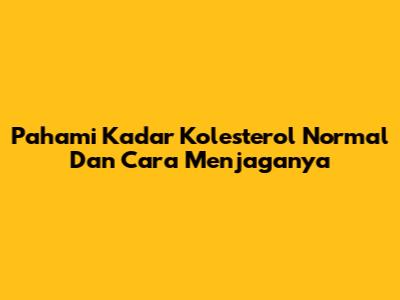 Pahami Kadar Kolesterol Normal Dan Cara Menjaganya