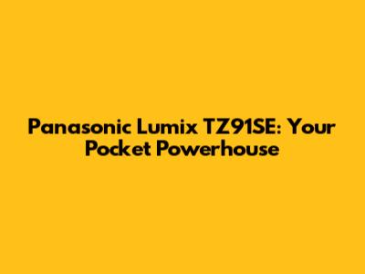 Panasonic Lumix TZ91SE: Your Pocket Powerhouse