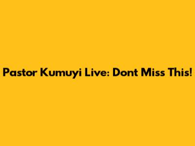 Pastor Kumuyi Live: Don't Miss This!