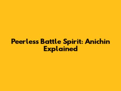 Peerless Battle Spirit: Anichin Explained