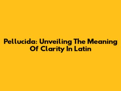 Pellucida: Unveiling The Meaning Of Clarity In Latin