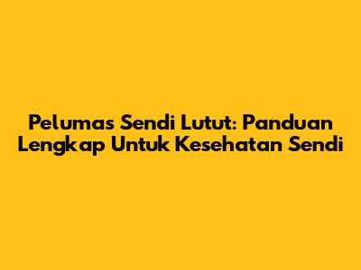 Pelumas Sendi Lutut: Panduan Lengkap Untuk Kesehatan Sendi