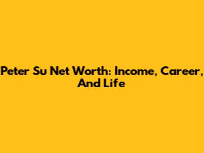 Peter Su Net Worth: Income, Career, And Life