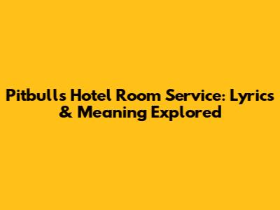 Pitbull's Hotel Room Service: Lyrics & Meaning Explored