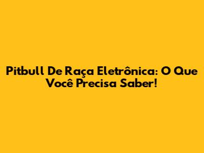 Pitbull De Raça Eletrônica: O Que Você Precisa Saber!