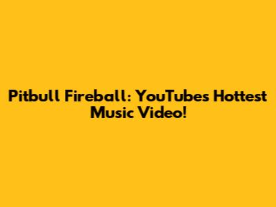 Pitbull Fireball: YouTube's Hottest Music Video!