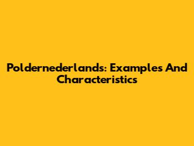 Poldernederlands: Examples And Characteristics