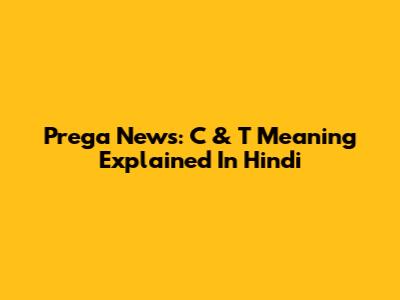 Prega News: C & T Meaning Explained In Hindi
