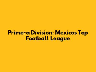 Primera Division: Mexico's Top Football League