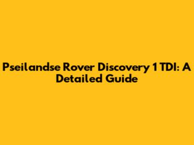 Pseilandse Rover Discovery 1 TDI: A Detailed Guide