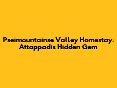 Pseimountainse Valley Homestay: Attappadi's Hidden Gem