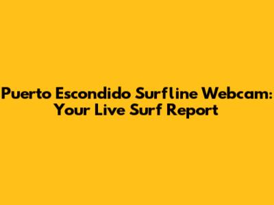 Puerto Escondido Surfline Webcam: Your Live Surf Report