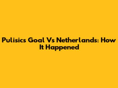 Pulisic's Goal Vs Netherlands: How It Happened