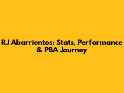 RJ Abarrientos: Stats, Performance & PBA Journey