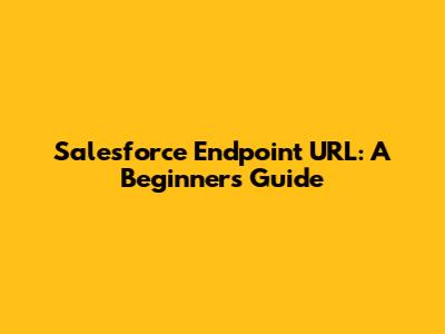 Salesforce Endpoint URL: A Beginner's Guide