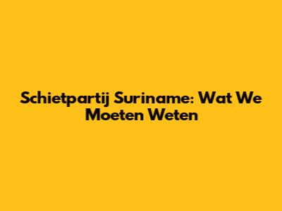 Schietpartij Suriname: Wat We Moeten Weten