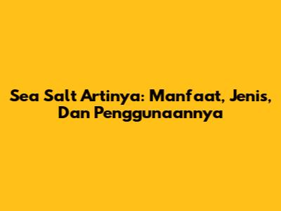 Sea Salt Artinya: Manfaat, Jenis, Dan Penggunaannya