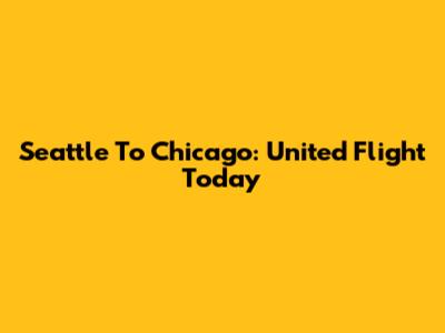 Seattle To Chicago: United Flight Today