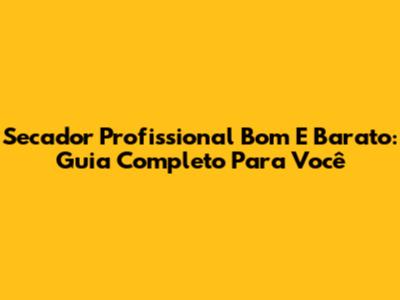 Secador Profissional Bom E Barato: Guia Completo Para Você