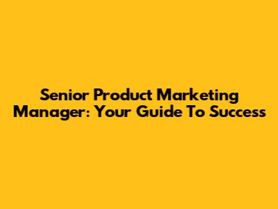 Senior Product Marketing Manager: Your Guide To Success