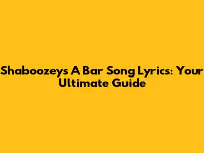 Shaboozey's 'A Bar Song' Lyrics: Your Ultimate Guide