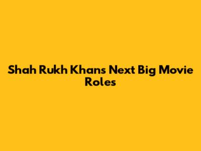 Shah Rukh Khan's Next Big Movie Roles