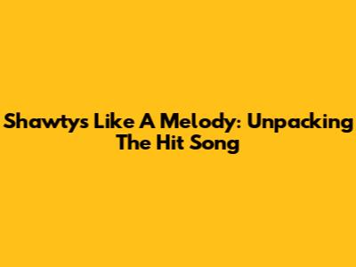 Shawty's Like A Melody: Unpacking The Hit Song