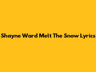 Shayne Ward Melt The Snow Lyrics