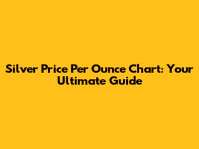 Silver Price Per Ounce Chart: Your Ultimate Guide