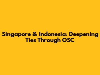 Singapore & Indonesia: Deepening Ties Through OSC