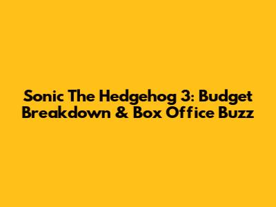 Sonic The Hedgehog 3: Budget Breakdown & Box Office Buzz