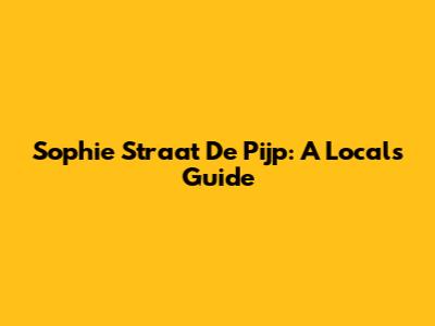 Sophie Straat De Pijp: A Local's Guide