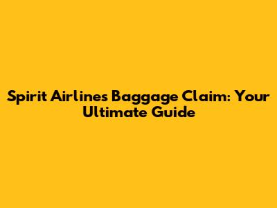 Spirit Airlines Baggage Claim: Your Ultimate Guide