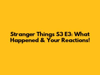 Stranger Things S3 E3: What Happened & Your Reactions!