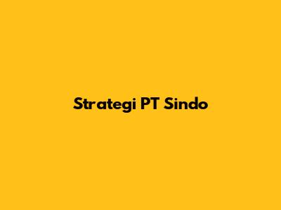 Strategi PT Sindo