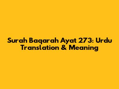 Surah Baqarah Ayat 273: Urdu Translation & Meaning