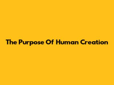 The Purpose Of Human Creation