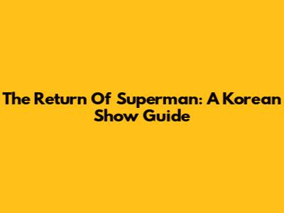 The Return Of Superman: A Korean Show Guide