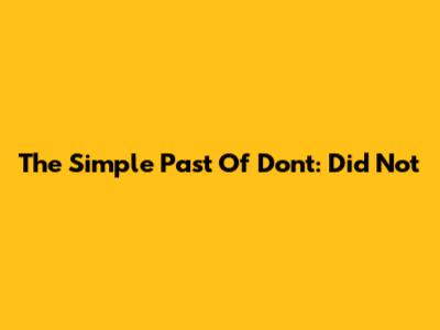 The Simple Past Of 'Don't': Did Not