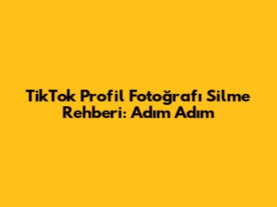 TikTok Profil Fotoğrafı Silme Rehberi: Adım Adım