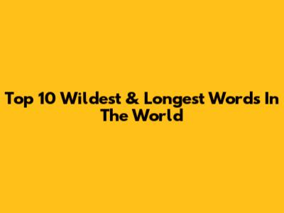 Top 10 Wildest & Longest Words In The World