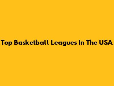 Top Basketball Leagues In The USA