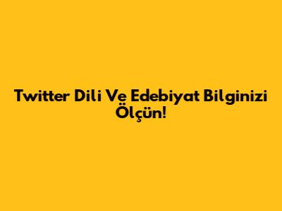 Twitter Dili Ve Edebiyat Bilginizi Ölçün!